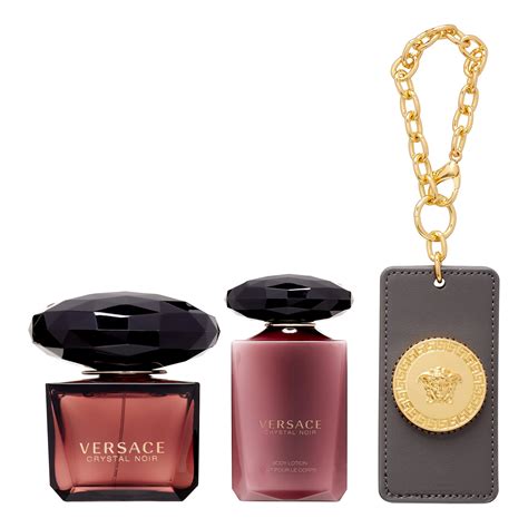 versace perfume crystal noir set|Versace Crystal Noir body lotion.